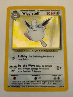 ERROR CARD - 1999 Pokemon Jungle # 16 Wigglytuff-Holo *NO SYMBOL* Error - LP - Image 1