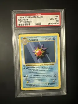 PSA 10 Starmie 1st Edition Base Set Shadowless 64/102 Pokemon Card - Image 1