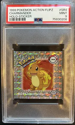 1999 Pokemon Action Flipz Hologram Sticker - Charmander #SR4 - PSA 9 - Image 1