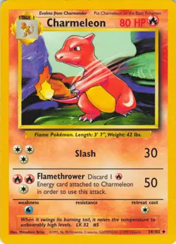 Charmeleon - 24/102 Base Set - WOTC Unlimited - Pokemon TCG - 1999 - Image 1