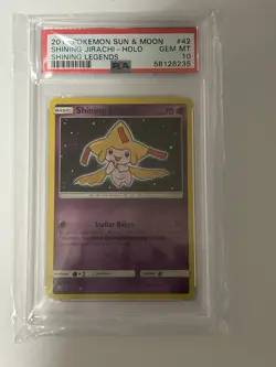 2017 POKEMON SUN & MOON SHINING LEGENDS #42 SHINING JIRACHI-HOLO PSA 10 - Image 1