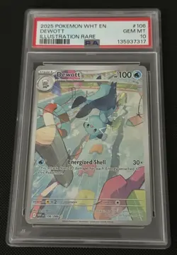 2025 POKEMON WHT EN-WHITE FLARE ILLUSTRATION RARE #106 DEWOTT PSA 10 - Image 1
