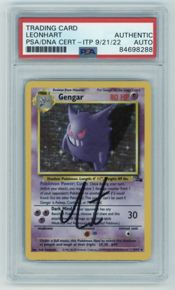 PSA Signed Leonhart Pokemon Gengar Fossil 5/62 Holo Unlimited - Image 1