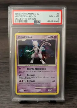 Pokemon Mewtwo Holo 9/100 Diamond & Pearl Majestic Dawn PSA 8 NM-MT - Image 1