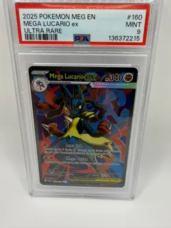 PSA 9 Pokemon TCG 2025 Mega Evolution #160/132 Mega Lucario ex UR Holo - Image 1