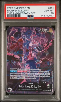 2025 ONE PIECE ENGLISH VERSION 2ND ANV SET #061 MONKEY D. LUFFY PSA 10 - Image 1