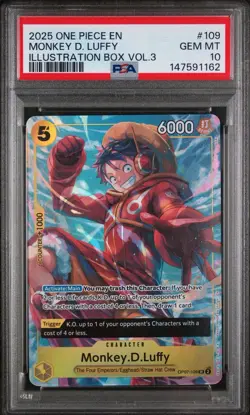 2025 ONE PIECE PROMOS ILLUSTRATION BOX VOL.3 #109 MONKEY D. LUFFY PSA 10 - Image 1