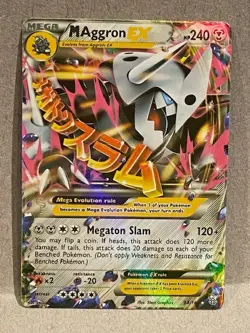 Pokemon TCG Mega M Aggron EX 94/160 XY Primal Clash Ultra Rare Holo Card MP - Image 1