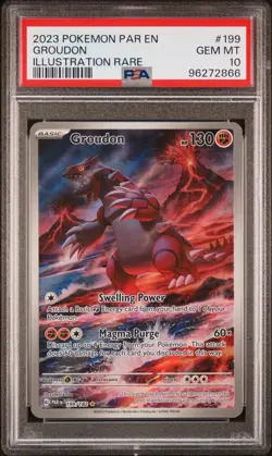 PSA 10 GROUDON 199/182 | Paradox Rift IR Full Art Graded Pokemon Card - Image 1