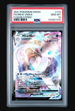 Pokemon TCG Mew VMAX 114/264 Swsh08: Fusion Strike Holo Ultra Rare PSA 10 - Image 1