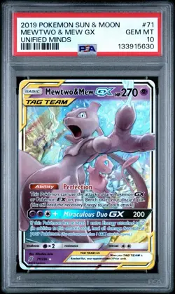 2019 Pokemon Mewtwo & Mew GX 71/236 Unified Minds PSA 10 - Image 1