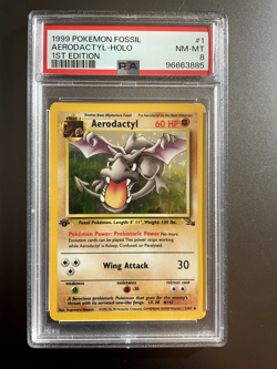 1999 POKEMON FOSSIL AERODACTYL - HOLO #1 PSA 8 - Image 1