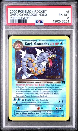 2000 Pokemon Rocket Dark Gyarados Holo Prerelease PSA 6 #8 - Image 1
