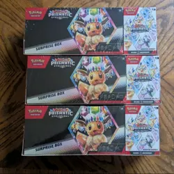 (3PACK) SEALED POKEMON SAMS CLUB PRISMATIC EVOLUTIONS SUPRISE BOX BOOSTER BUNDLE - Image 1