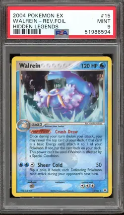Pokemon Walrein EX Hidden Legends Reverse Holo Rare #15 PSA 9 Mint - Image 1