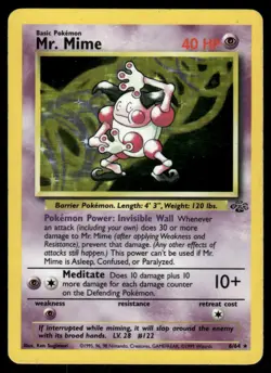 Pokemon Cards Mr. Mime 6/64 Unlimited Jungle WOTC Holo Rare MP - Image 1