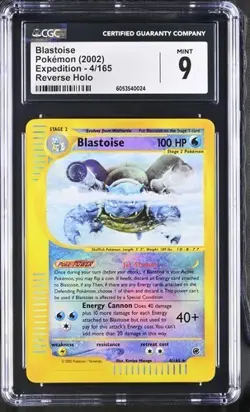 CGC 9 MINT Blastoise 004/165 Reverse Holo Pokemon 2002 Expedition Base Set - Image 1