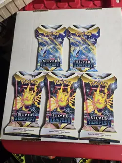 Lot Of 5 new sealed Pokemon Sword & Shield Silver Tempest sleeved booster packs - Image 1