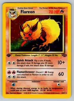 Pokemon TCG Flareon Jungle 3/64 Holo 1st Edition Holo Rare - Image 1