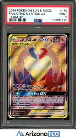 Pokemon 2019 Latias & Latios GX 170/181 Tag Team Alt Art Team Up PSA 9 - Image 1