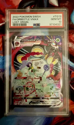 Pokemon Orbeetle VMAX Ultra Rare Full Art Holo TG13 Lost Origin PSA 10 English - Image 1