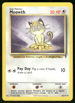 Pokemon Tcg Meowth #53 Pokemon Legendary Collection LP - Image 1