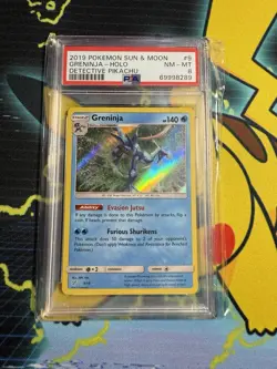 POKEMON 2019 Sun Moon Detective Pikachu GRENINJA Holo #9 PSA 8 RARE - Image 1