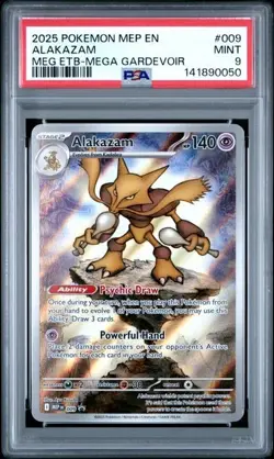 Pokemon TCG Alakazam Mega Evolution ETB Black Star Promo 009 PSA MT 9 - Image 1