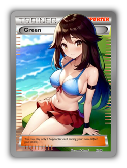 Green Trading Card - Sexy Adult Anime Waifu Custom Made Trainer | PARODY - Image 1