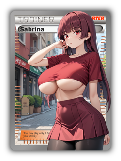 Sabrina Trading Card - Sexy Adult Anime Waifu Custom Made Trainer | PARODY - Image 1