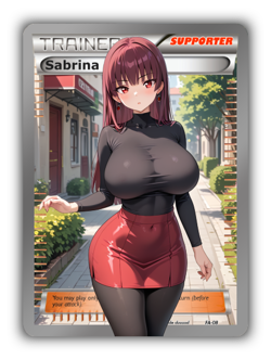 Sabrina Trading Card - Sexy Adult Anime Waifu Custom Made Trainer | PARODY - Image 1