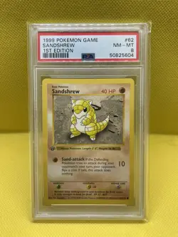 Pokemon Sandshrew 1st Edition Base Set Shadowless #62/102 1999 WOTC PSA 8 NM-MT! - Image 1