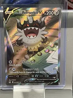 Pokemon Galarian Perrserker V 184/196 Lost Origin Full Art Holo NM - Image 5