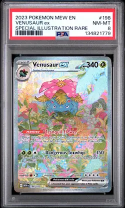 2023 POKEMON MEW EN-151 SPECIAL ILLUSTRATION RARE #198 VENUSAUR EX PSA 8 - Image 1
