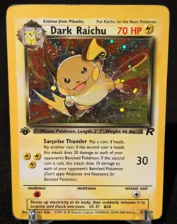 2000 Pokemon Team Rocket First Edition Dark Raichu Holo #83/82 SWIRL - Image 1