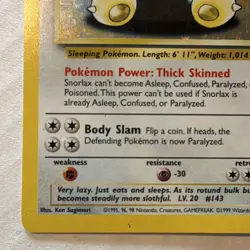 Pokemon Snorlax Jungle Holo Rare 11/64 1999 90 HP Wizards of the Coast English - Image 2