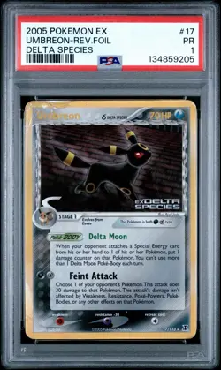 PSA 1 Umbreon EX Delta Species 17/113 Reverse Holo Foil Stamped 2005 Pokemon PR - Image 1