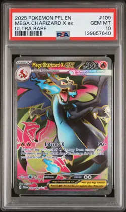 2025 POKEMON PFL EN-PHANTASMAL FLAMES ULTRA RARE #109 MEGA CHARIZARD X EX PSA 10 - Image 1
