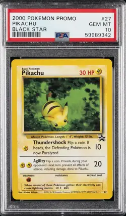 2000 POKEMON PROMO BLACK STAR #27 PIKACHU PSA 10 - Image 1