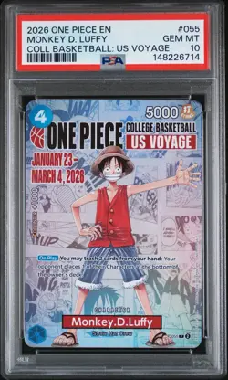 PSA 10 One Piece Card Monkey D. Luffy US College Basketball Voyage Promo - Image 1