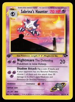 Sabrina's Haunter 55/132 Uncommon 1st Edition Gym Challenge Pokemon Card - Image 1