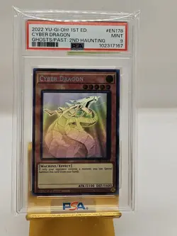 Yugioh Card 1st Ed. Cyber Dragon Ghost Rare Past:2nd Haunting GFP2-EN178 PSA 9 - Image 1