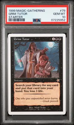 1999 MAGIC: THE GATHERING STARTER #79 GRIM TUTOR PSA 10 - Image 1