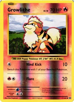 Pokemon TCG XY Evolutions Reverse Holo Growlithe 17/108 VLP - Image 1
