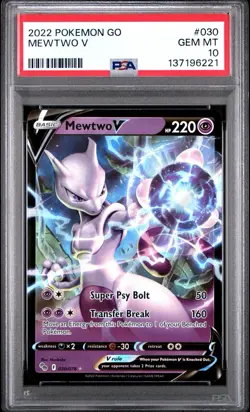 2022 Pokemon Go Mewtwo V 30/78 PSA 10 Gem MT 30 #30 - Image 1