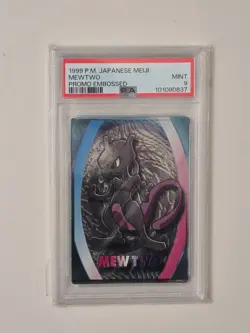 1999 Pokemon Japanese Meiji MewTwo Embossed Promo PSA 9 - Image 1