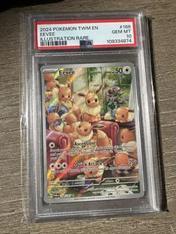 2024 Pokemon TCG Eevee TWM IR #188 PSA 10 Gem Mint Full Art Illustration Rare - Image 1
