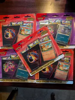 5x Pokemon Ascended Heroes Tech Sticker Collection Packs (exact 5 pictured) - Image 1