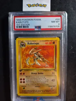 First Edition 1999 Pokemon Fossil 24/62 Kabutops PSA NM-MT 8 - Image 1