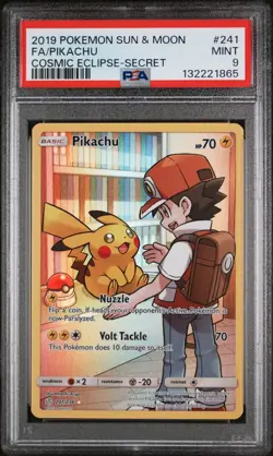 Pokemon Pikachu 241/236 Alt Art Secret Rare Cosmic Eclipse Sun & Moon PSA 9 Mint - Image 1